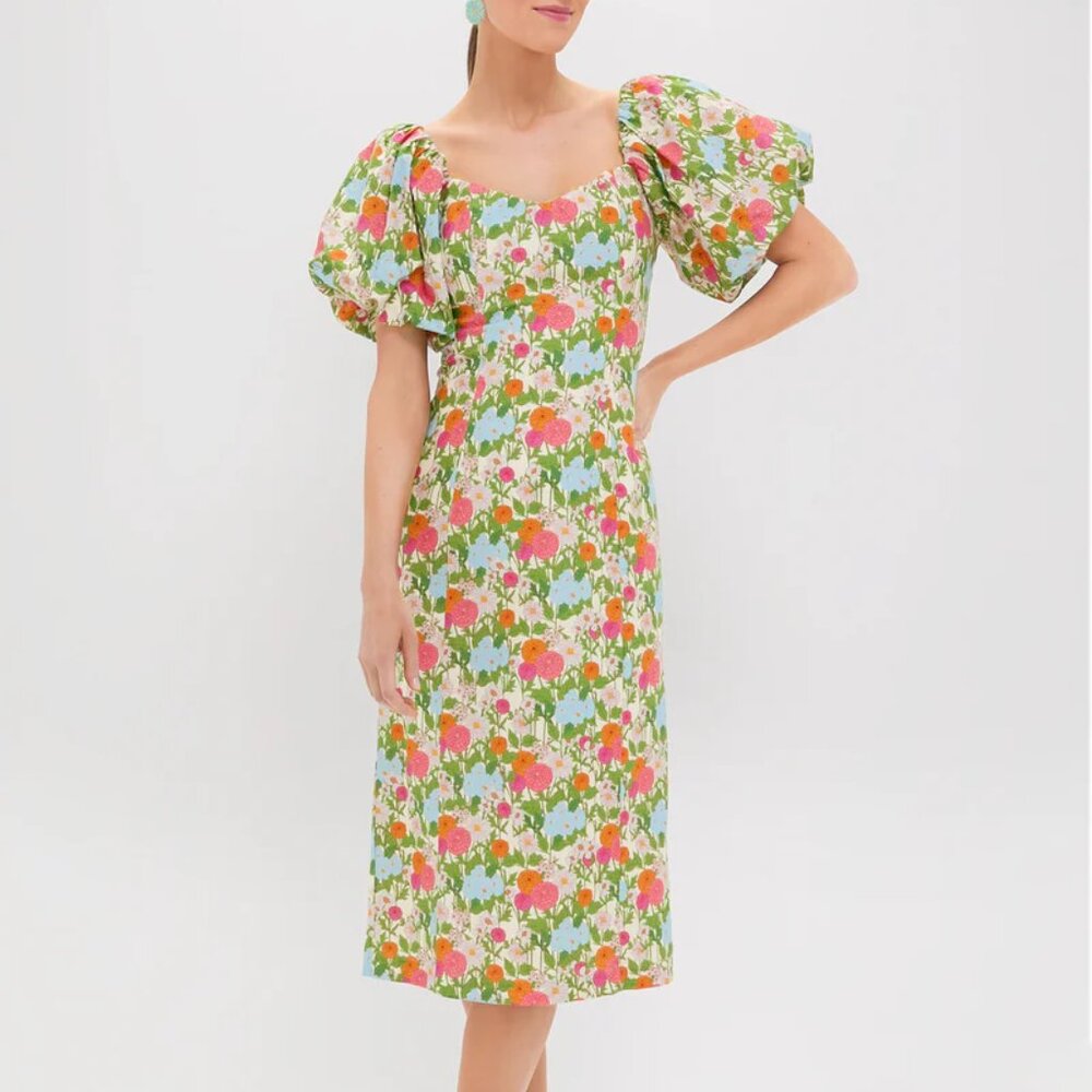 Hyacinth House Green Multi Begonia Floral Sallie Midi Dress XS NWT